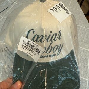 Anthropologie Green and White Caviar Cowboy Hat